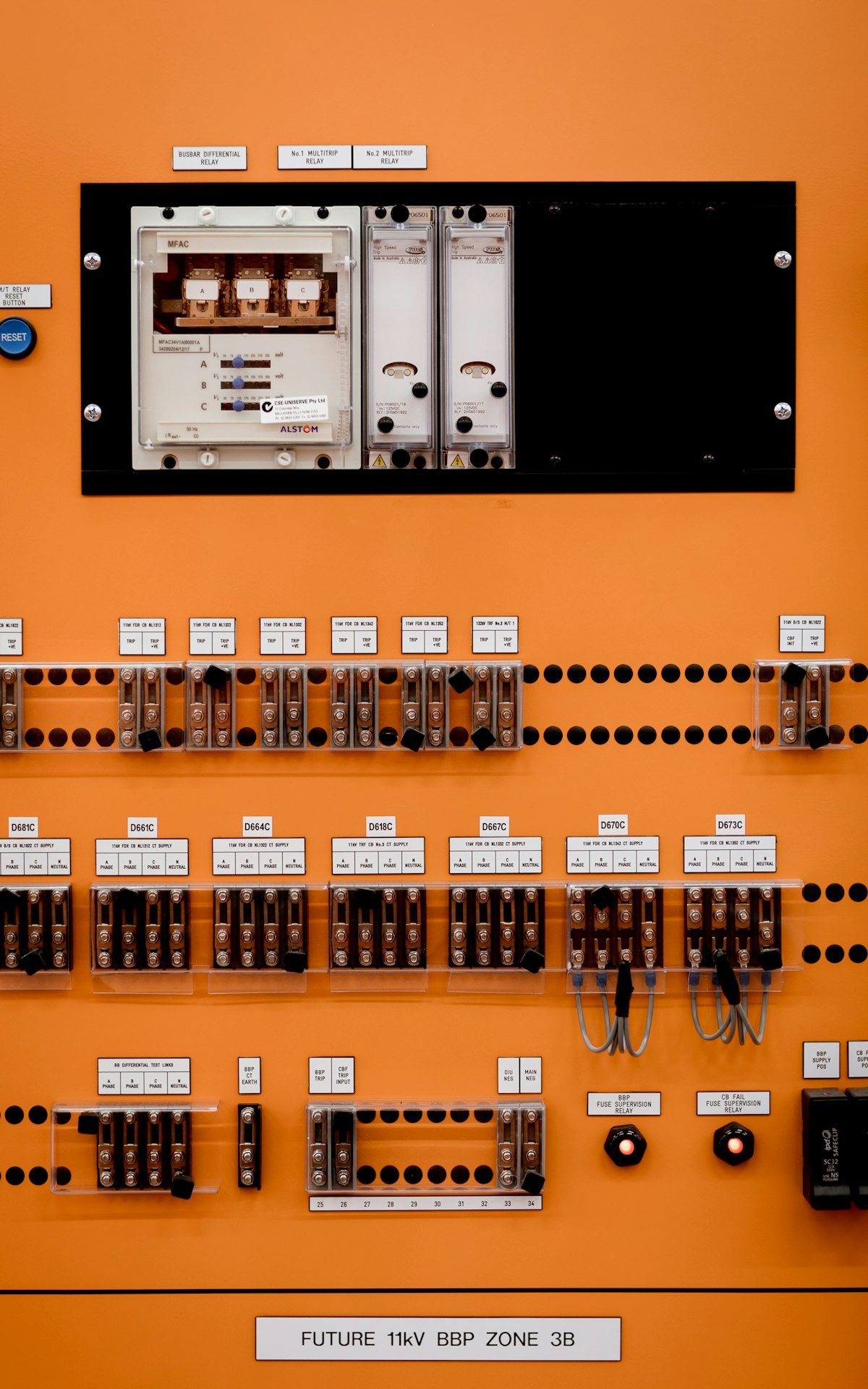 Electrical protection equipment inside an industrial panel
